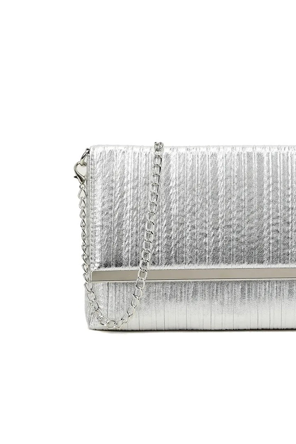 Silver Pleated Clutch Bag