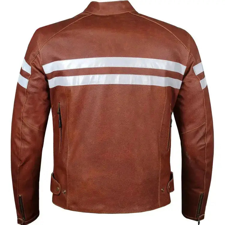 Men's Red Leather Motorcycle Biker Jacket